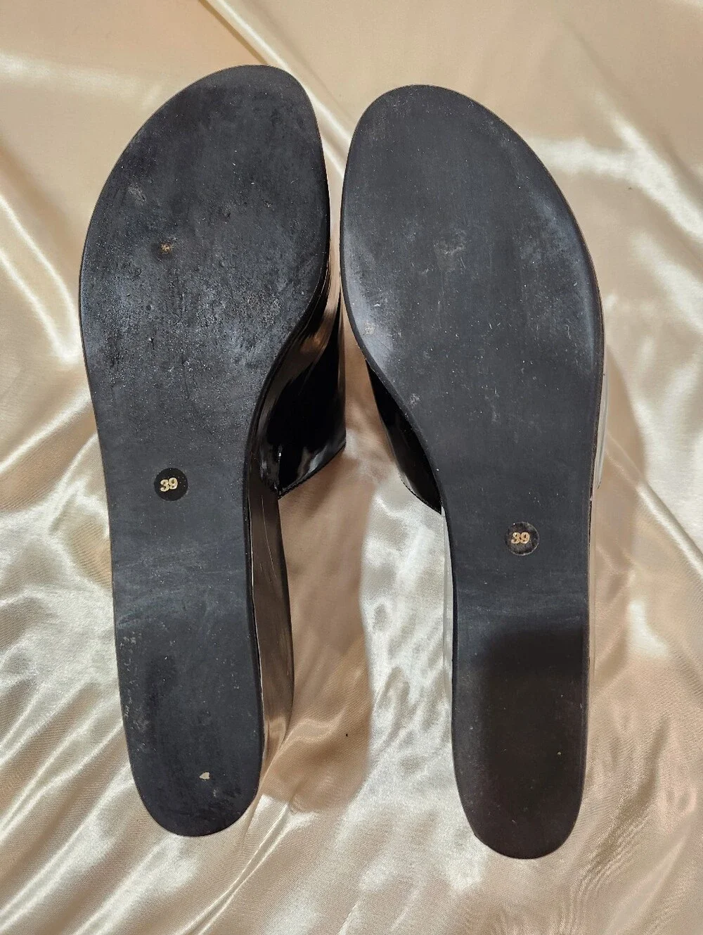 Vintage Prada Black Patent Leather Platform Wedge 39 (8.5)